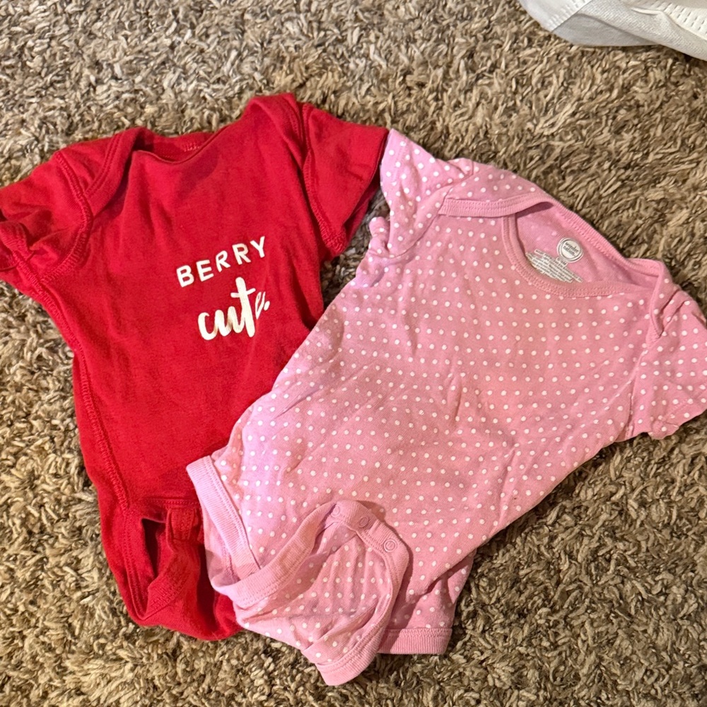 Adorable Red and Pink Baby Onesies
